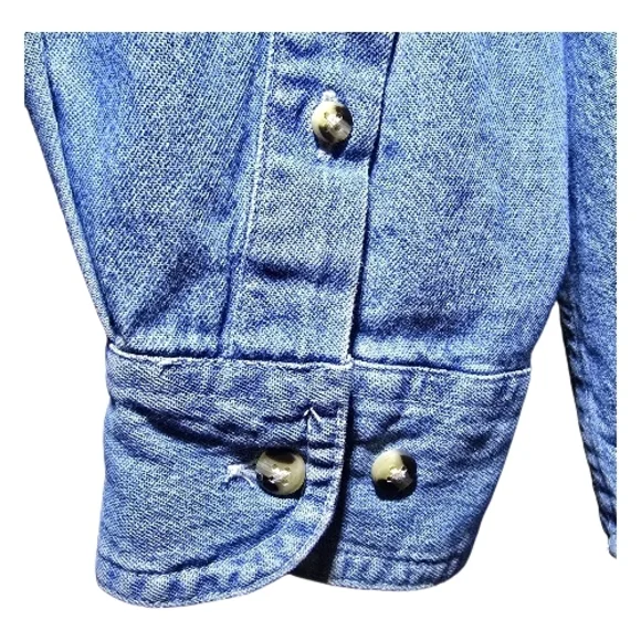 UNISEX Blue Embroidered Casual Shirt - Picture 3 of 5